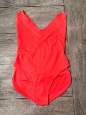 Women’s One-Piece Swimsuit – Bright Coral Red